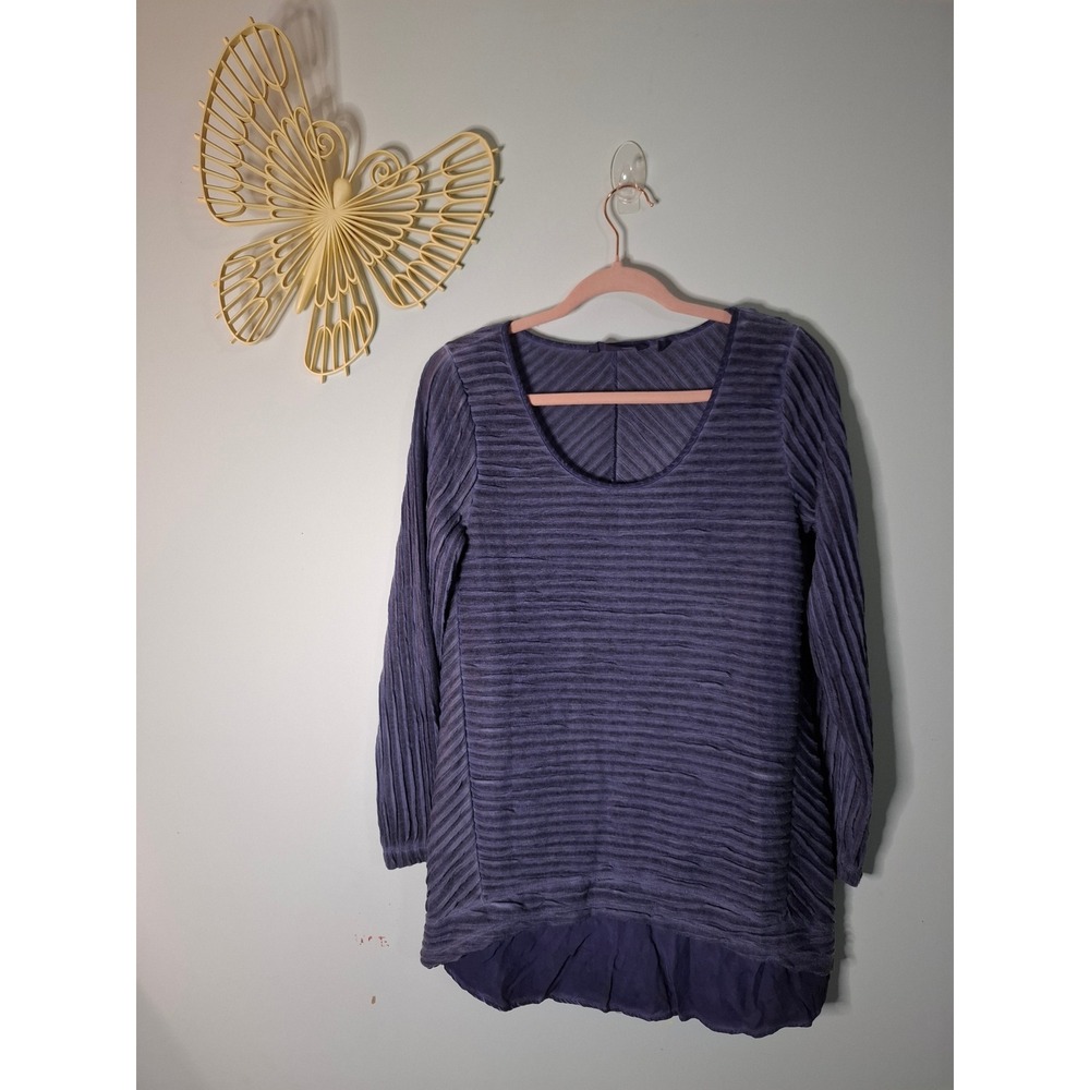 Soft Surroundings Purple Textured Pleated Tunic Top Mixed Media Size S